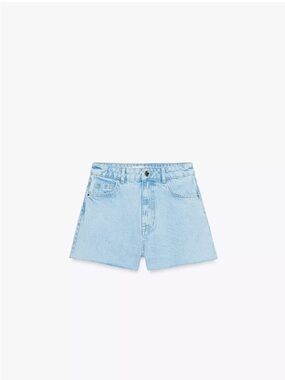 NWOT Zara Pale Blue Denim High-Rise Shorts Size 2